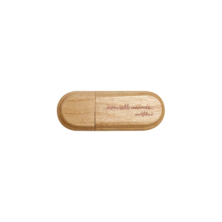 Custom logo Oval shaped wooden 64gb usb drive LWU893